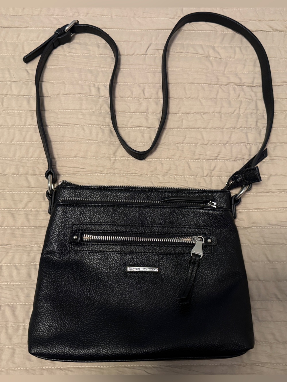 Dana Buchman Black Pebbled Leather Crossbody Purse